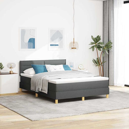Postel S Boxspringem S Polštářem Tmavě Šedá 160 X 200 Cm Textil