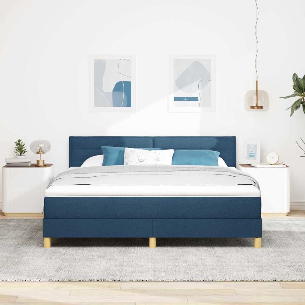 Postel S Boxspringem S Polštářem Modrá 180 X 200 Cm Textil