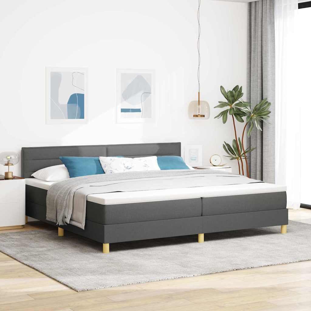 Postel S Boxspringem S Polštářem Tmavě Šedá 200 X 200 Cm Textil