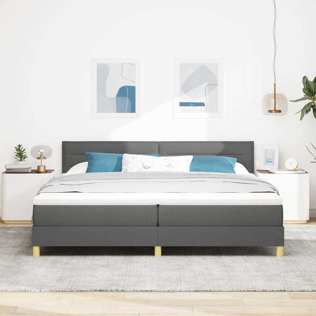 Postel S Boxspringem S Polštářem Tmavě Šedá 200 X 200 Cm Textil