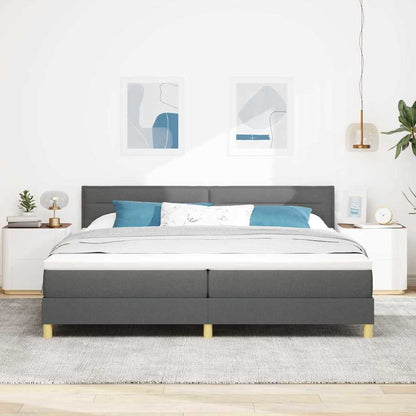 Postel S Boxspringem S Polštářem Tmavě Šedá 200 X 200 Cm Textil