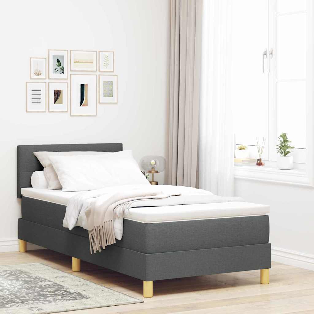 Postel S Boxspringem S Polštářem Tmavě Šedá 80 X 200 Cm Textil