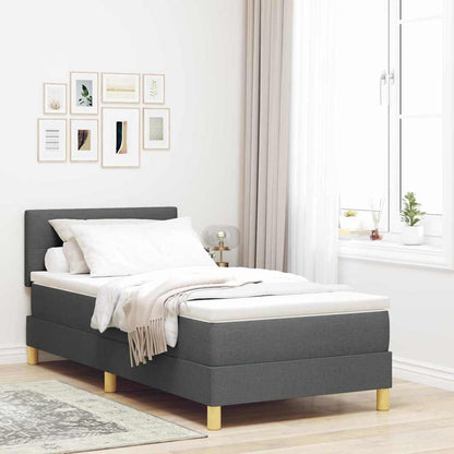 Postel S Boxspringem S Polštářem Tmavě Šedá 80 X 200 Cm Textil
