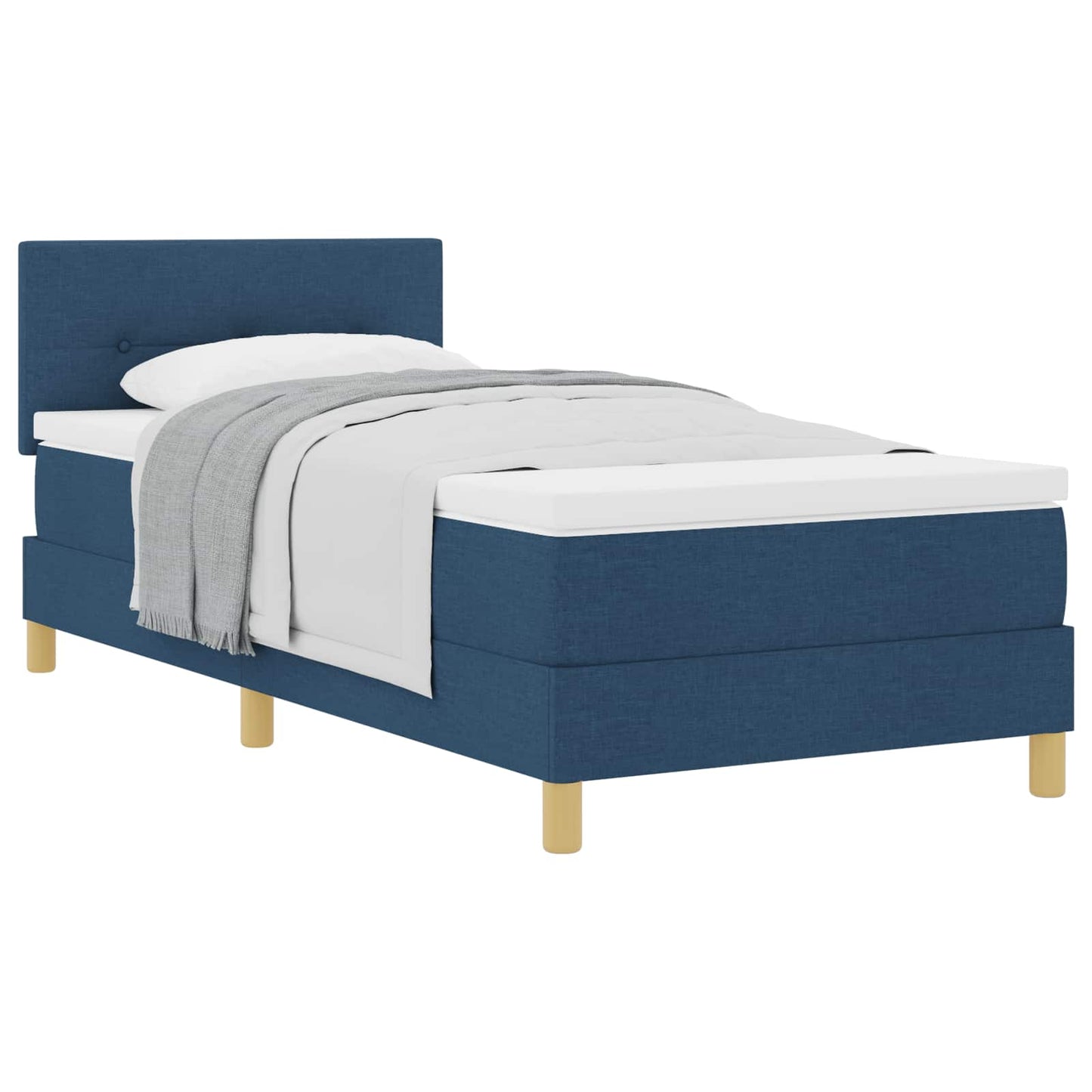 Postel S Boxspringem S Polštářem Modrá 90 X 190 Cm Textil
