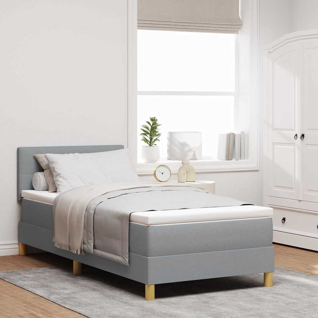 Postel S Boxspringem S Polštářem Světle Šedá 90 X 200 Cm Textil