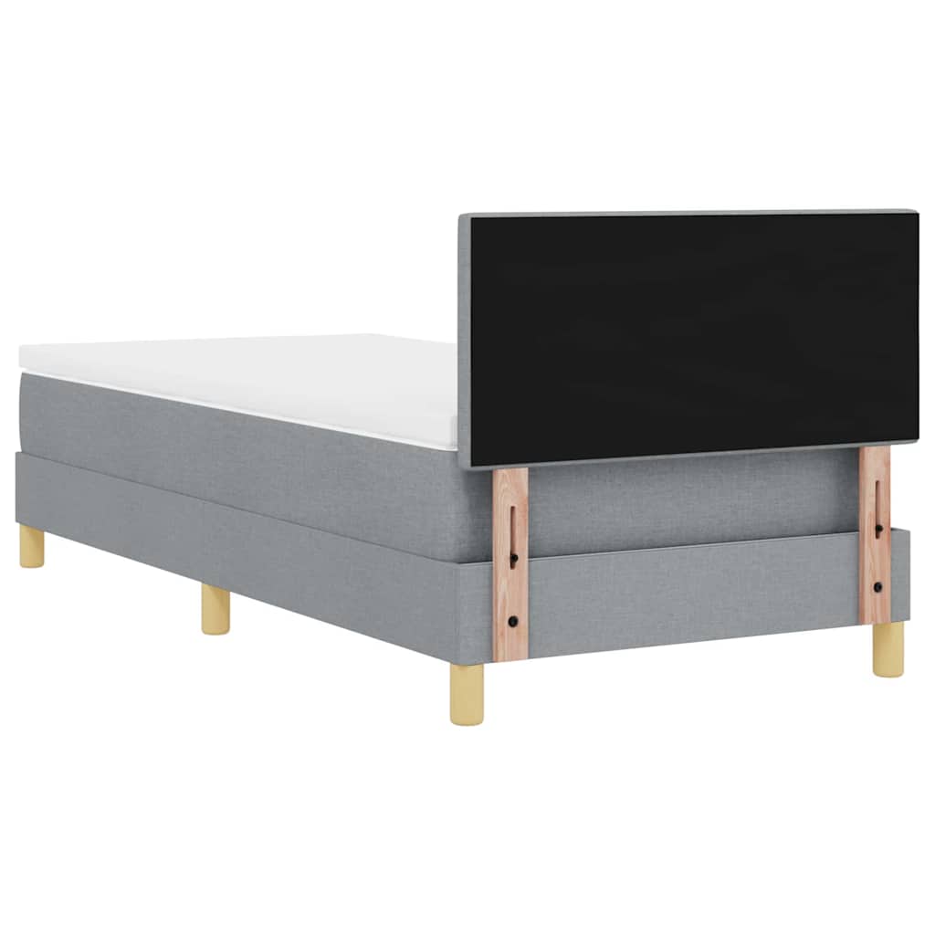 Postel S Boxspringem S Polštářem Světle Šedá 90 X 200 Cm Textil