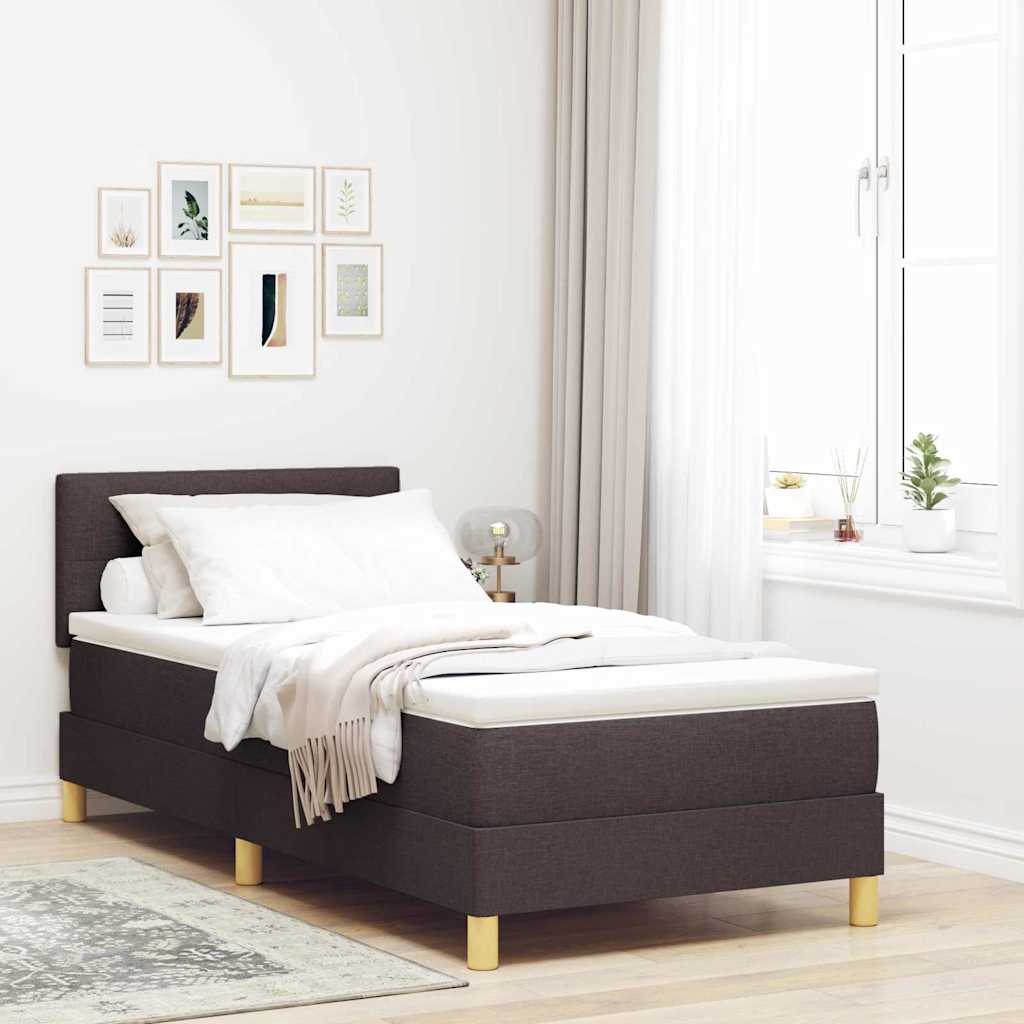 Postel S Boxspringem S Polštářem Tmavě Hnědá 90 X 200 Cm Textil