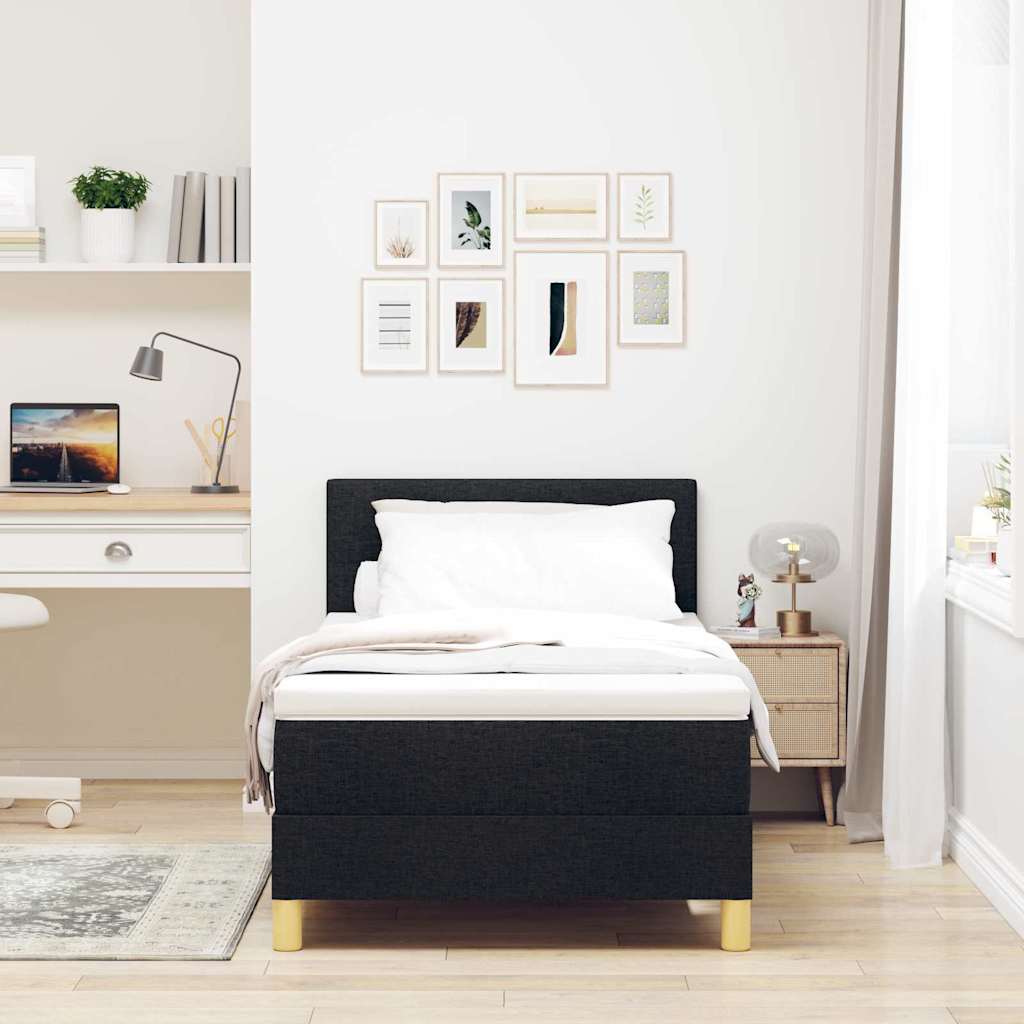 Postel S Boxspringem S Polštářem Černá 100 X 200 Cm Textil