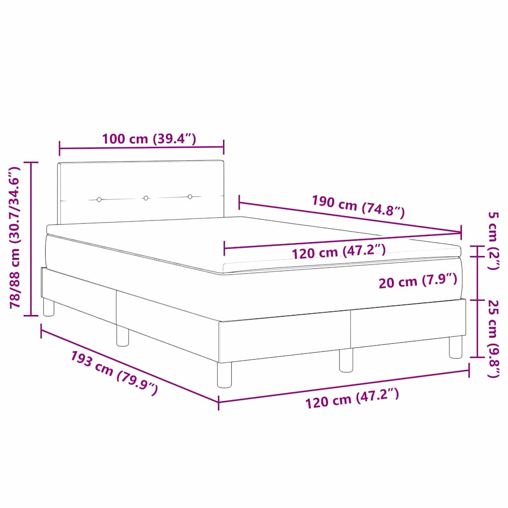 Postel S Boxspringem S Polštářem Černá 120 X 190 Cm Textil