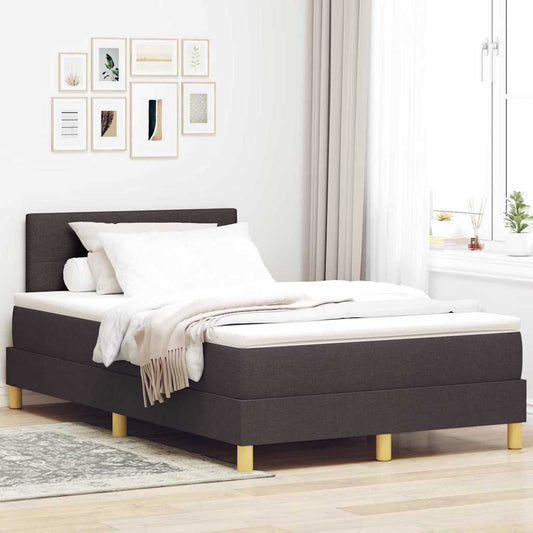Postel S Boxspringem S Čelo Tmavě Hnědá 120 X 190 Cm Textil