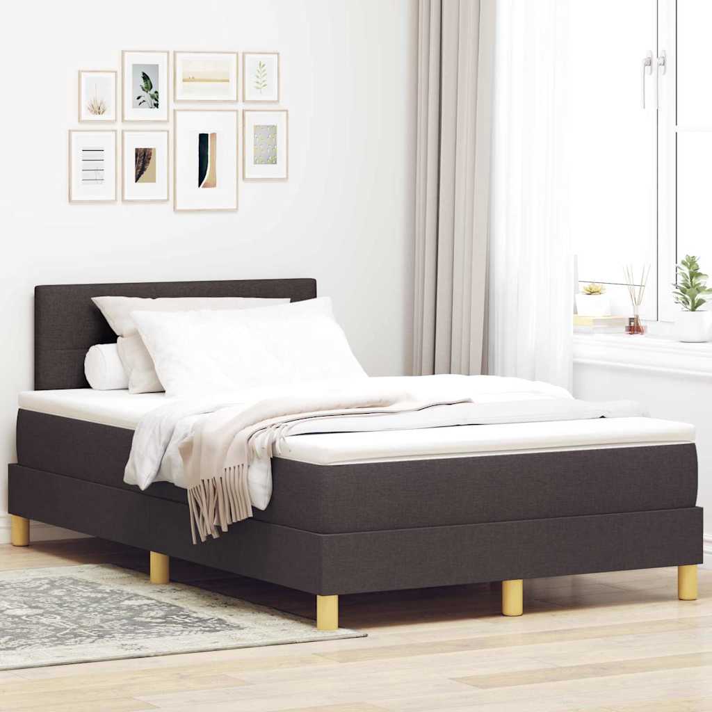 Postel S Boxspringem S Čelo Tmavě Hnědá 120 X 200 Cm Textil