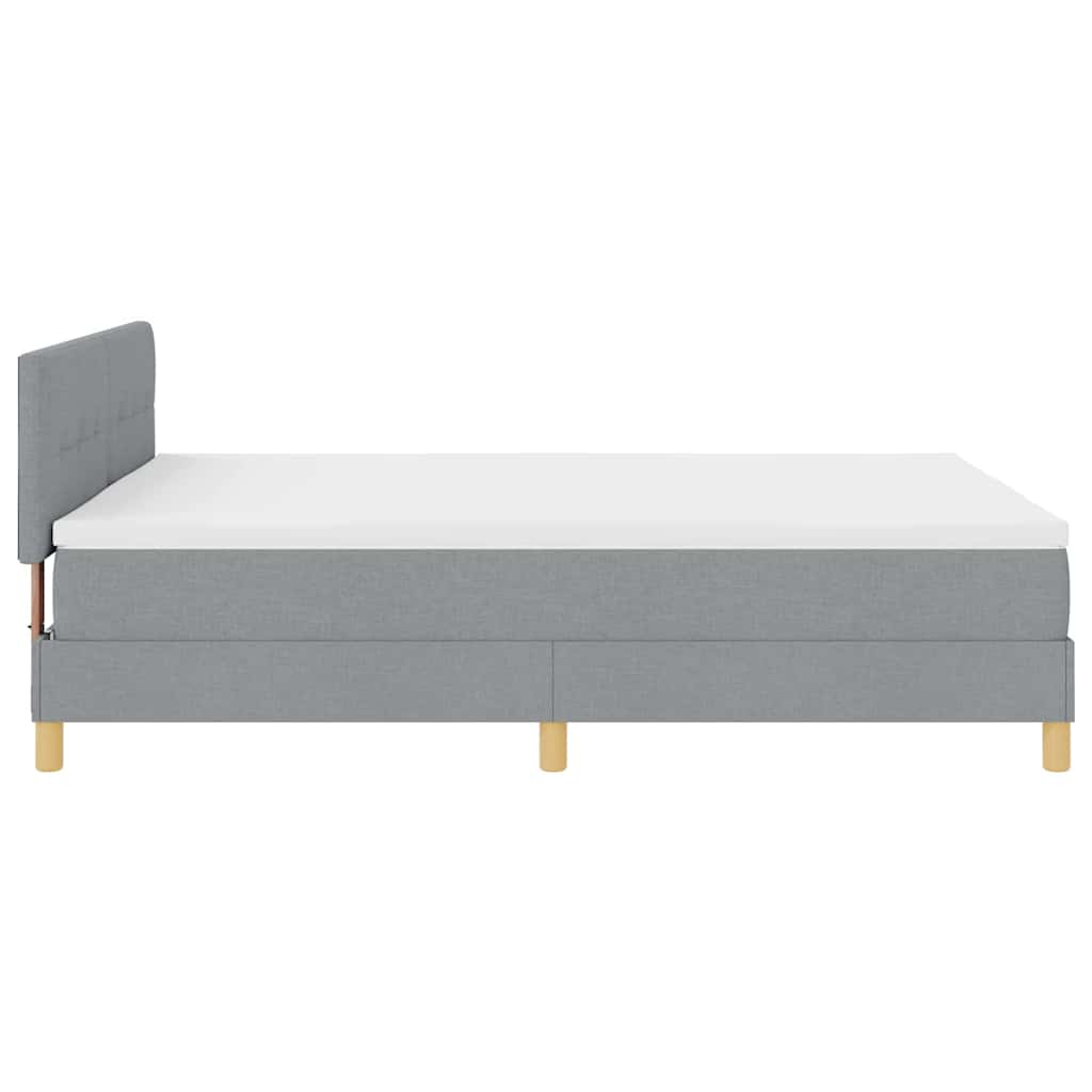 Postel S Boxspringem S Čelo Světle Šedá 140 X 190 Cm Textil