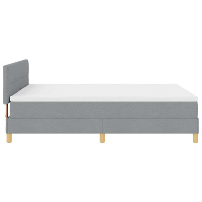 Postel S Boxspringem S Čelo Světle Šedá 140 X 190 Cm Textil