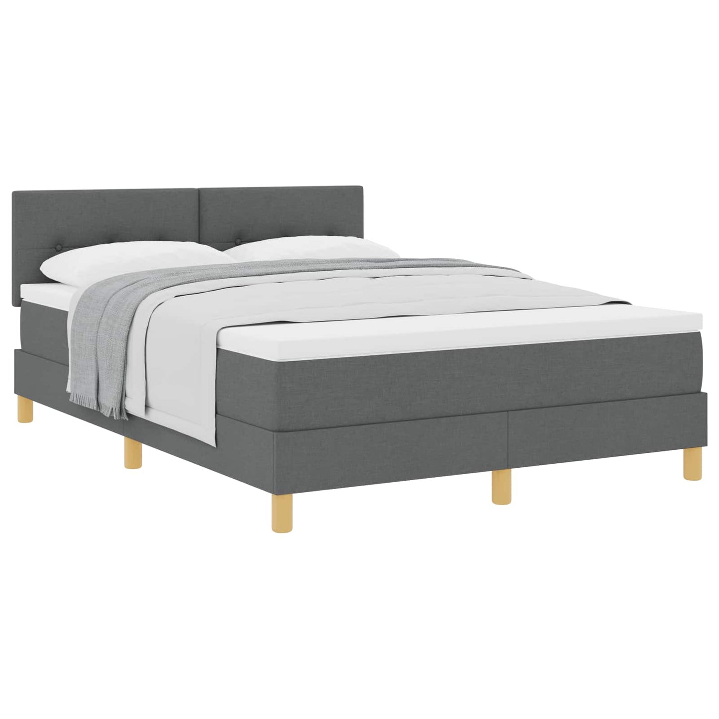 Postel S Boxspringem S Polštářem Tmavě Šedá 140 X 190 Cm Textil