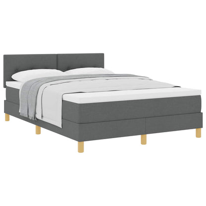 Postel S Boxspringem S Polštářem Tmavě Šedá 140 X 190 Cm Textil