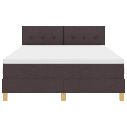 Postel S Boxspringem S Čelo Tmavě Hnědá 140 X 190 Cm Textil
