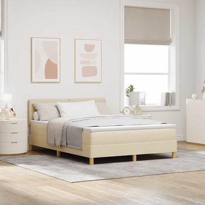 Postel S Boxspringem S Polštářem Krémová 140 X 190 Cm Textil
