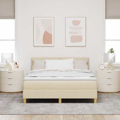 Postel S Boxspringem S Polštářem Krémová 140 X 190 Cm Textil
