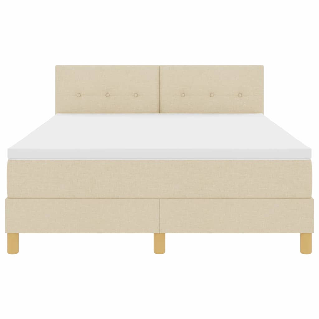 Postel S Boxspringem S Polštářem Krémová 140 X 190 Cm Textil