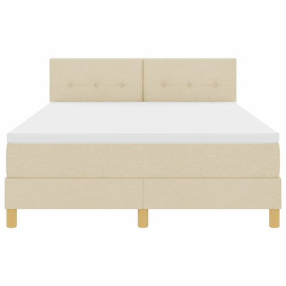 Postel S Boxspringem S Polštářem Krémová 140 X 190 Cm Textil