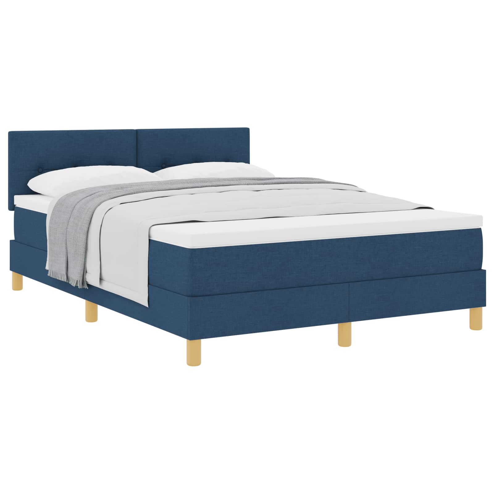Postel S Boxspringem S Polštářem Modrá 140 X 190 Cm Textil