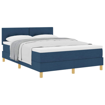 Postel S Boxspringem S Polštářem Modrá 140 X 190 Cm Textil
