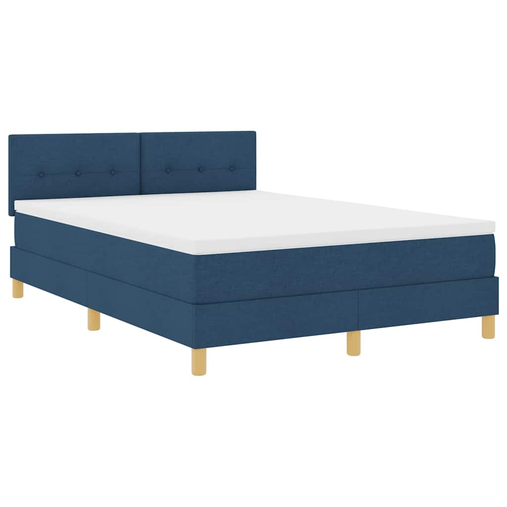 Postel S Boxspringem S Polštářem Modrá 140 X 190 Cm Textil