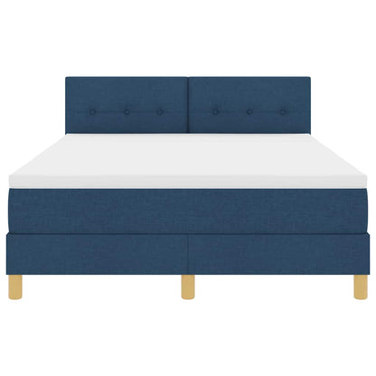 Postel S Boxspringem S Polštářem Modrá 140 X 190 Cm Textil