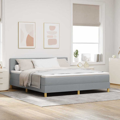 Postel S Boxspringem S Čelo Světle Šedá 180 X 200 Cm Textil
