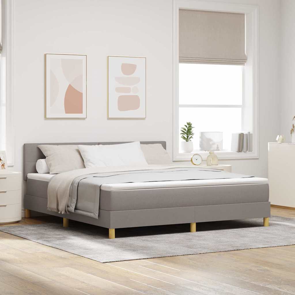 Postel S Boxspringem S Polštářem Taupe 180 X 200 Cm Textil