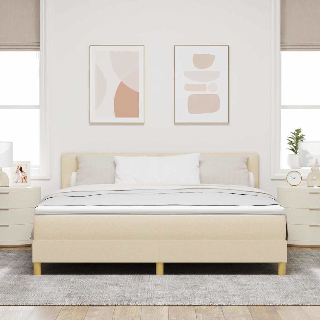 Postel S Boxspringem S Polštářem Krémová 180 X 200 Cm Textil