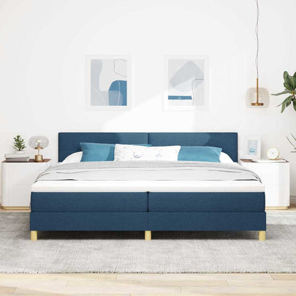 Postel S Boxspringem S Polštářem Modrá 200 X 200 Cm Textil