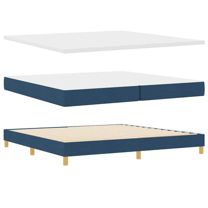 Postel S Boxspringem S Polštářem Modrá 200 X 200 Cm Textil