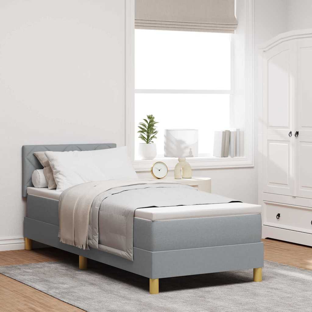 Postel S Boxspringem S Polštářem Světle Šedá 80 X 200 Cm Textil