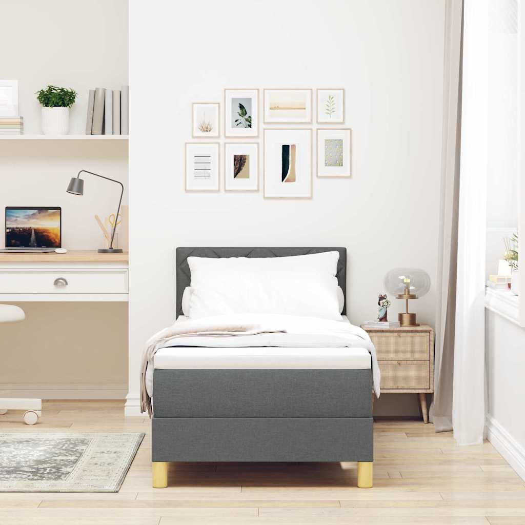 Postel S Boxspringem S Polštářem Tmavě Šedá 80 X 200 Cm Textil