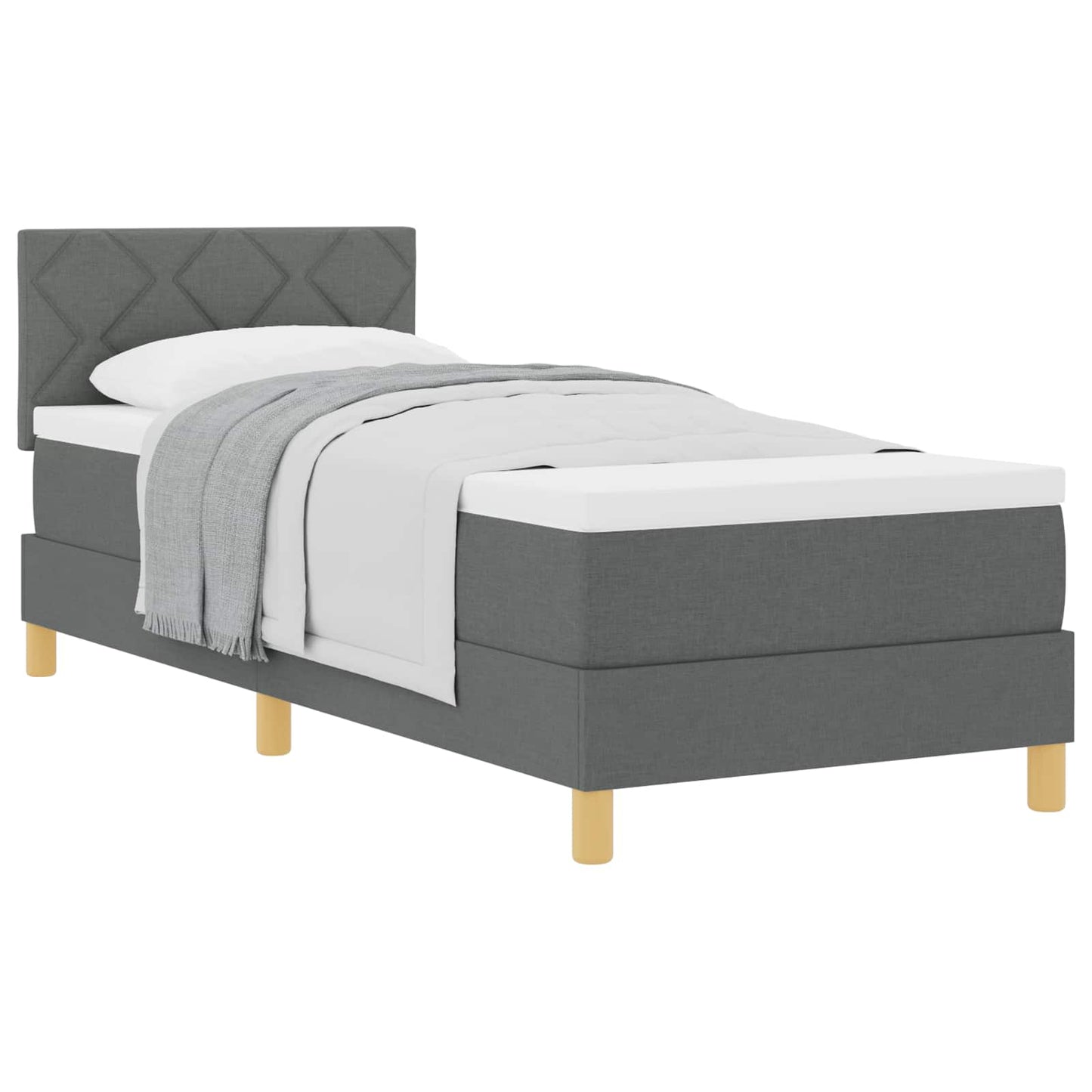 Postel S Boxspringem S Polštářem Tmavě Šedá 80 X 200 Cm Textil