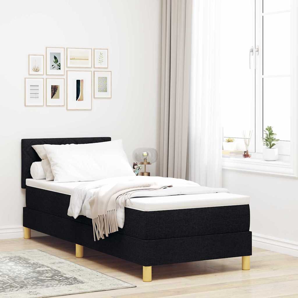 Postel S Boxspringem S Polštářem Černá 80 X 200 Cm Textil