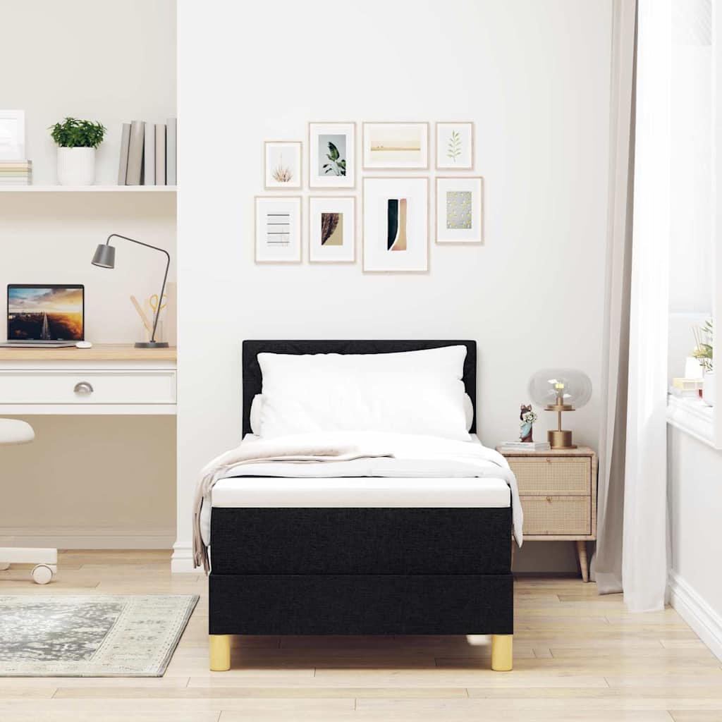 Postel S Boxspringem S Polštářem Černá 80 X 200 Cm Textil