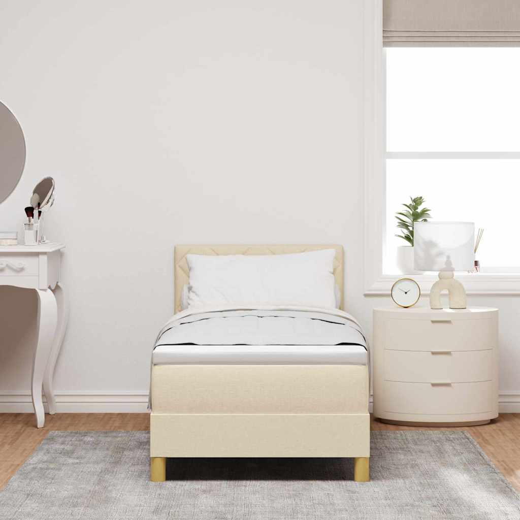 Postel S Boxspringem S Polštářem Krémová 80 X 200 Cm Textil