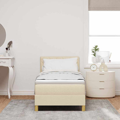 Postel S Boxspringem S Polštářem Krémová 80 X 200 Cm Textil