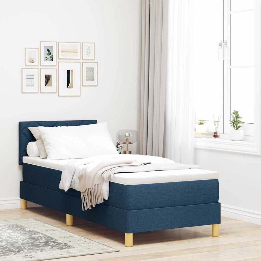Postel S Boxspringem S Polštářem Modrá 80 X 200 Cm Textil
