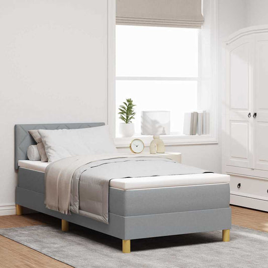 Postel S Boxspringem S Polštářem Světle Šedá 90 X 190 Cm Textil