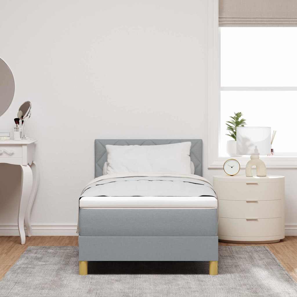 Postel S Boxspringem S Polštářem Světle Šedá 90 X 190 Cm Textil