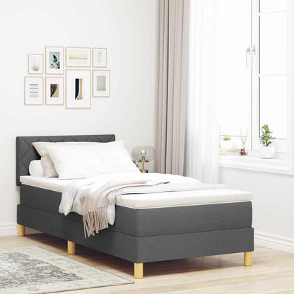 Postel S Boxspringem S Polštářem Tmavě Šedá 90 X 190 Cm Textil