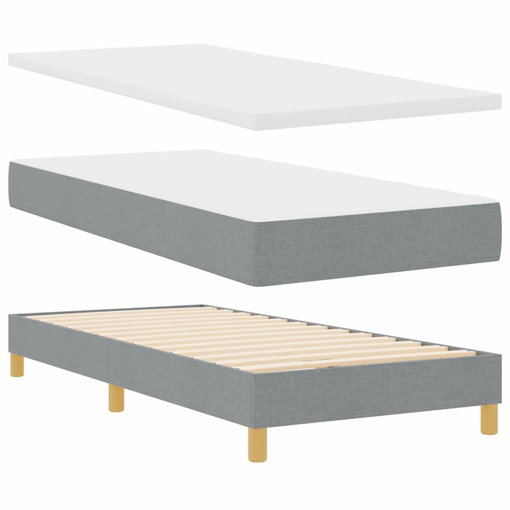 Postel S Boxspringem S Polštářem Světle Šedá 90 X 200 Cm Textil