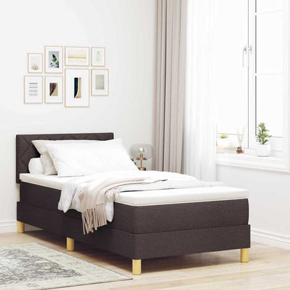Postel S Boxspringem S Čelo Tmavě Hnědá 100 X 200 Cm Textil