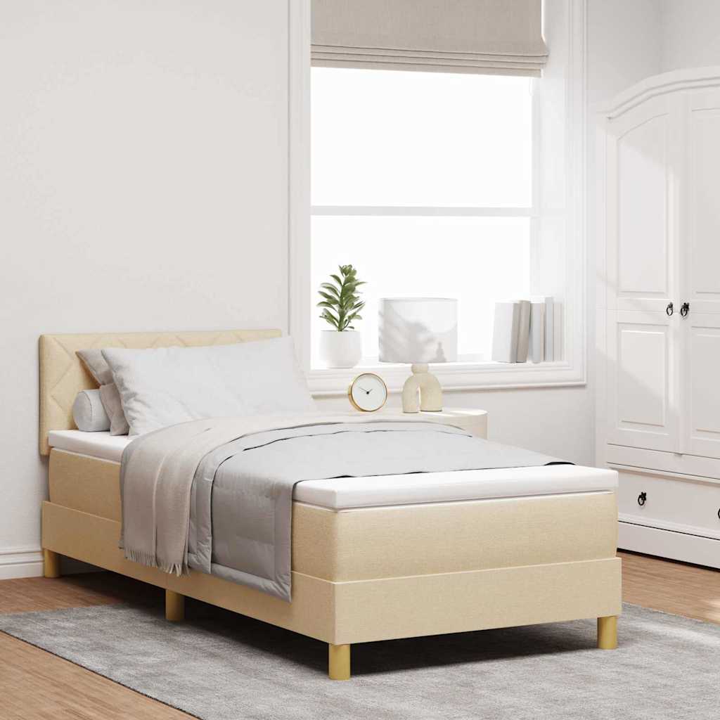 Postel S Boxspringem S Polštářem Krémová 100 X 200 Cm Textil