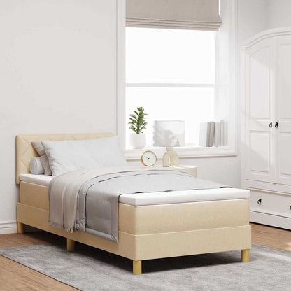 Postel S Boxspringem S Polštářem Krémová 100 X 200 Cm Textil