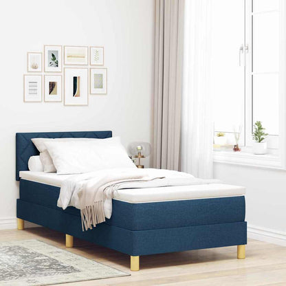 Postel S Boxspringem S Polštářem Modrá 100 X 200 Cm Textil