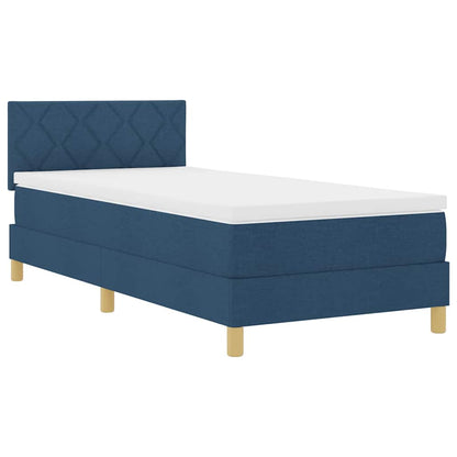 Postel S Boxspringem S Polštářem Modrá 100 X 200 Cm Textil
